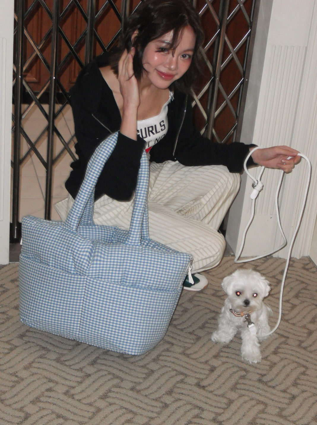 WIDE BAG - PLAID GREEN