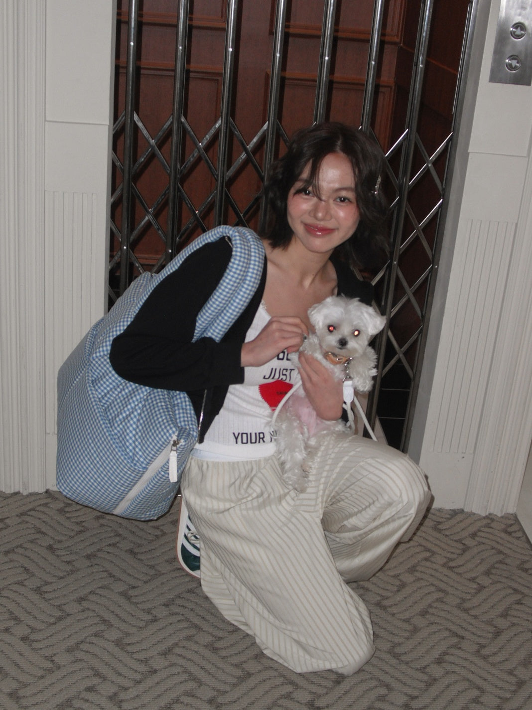 WIDE BAG - PLAID RED