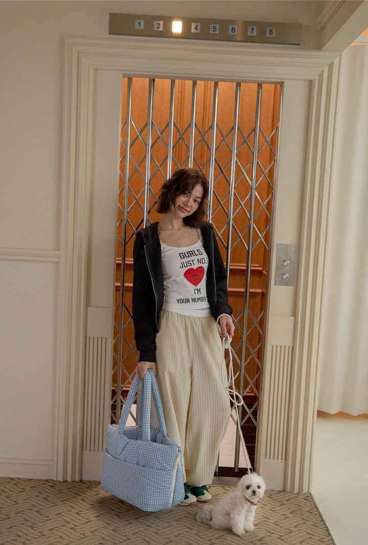 WIDE BAG - PLAID RED