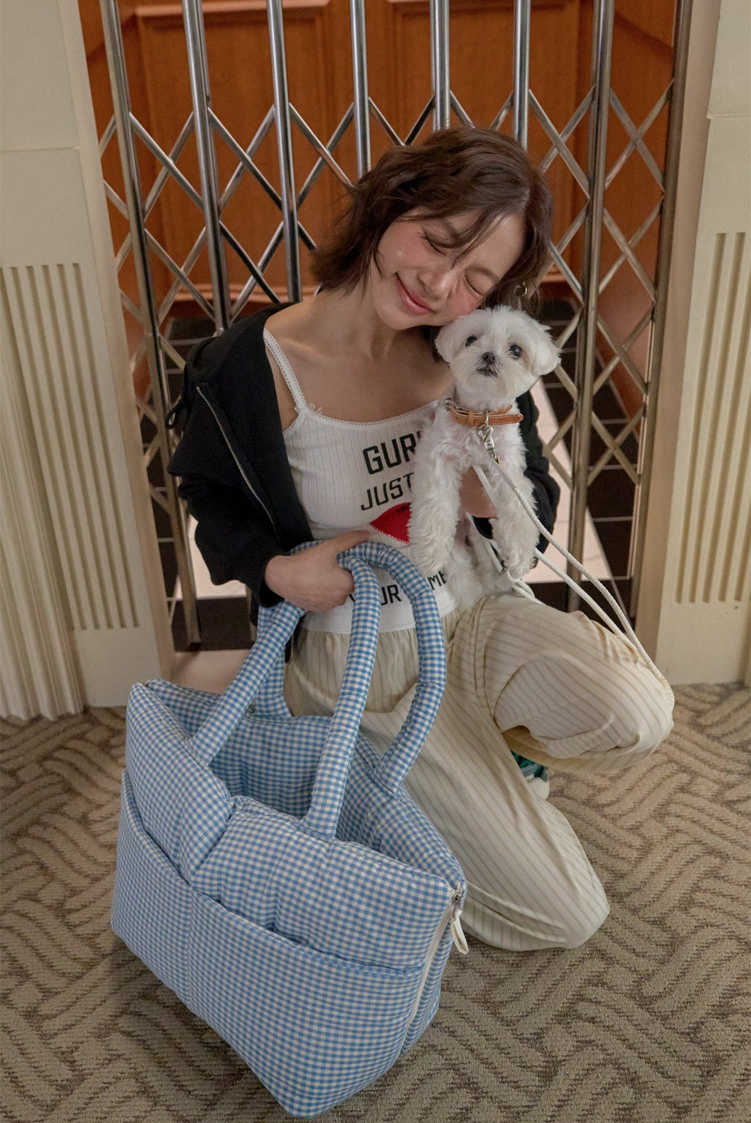 WIDE BAG - PLAID BLACK