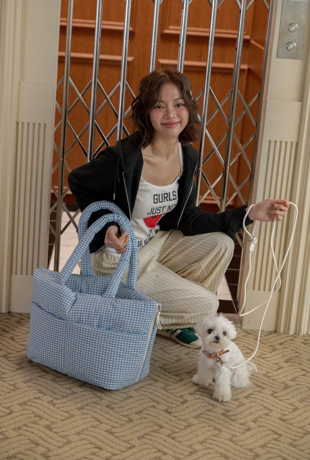 ＆LEI】WIDE BAG - PLAID BLUE