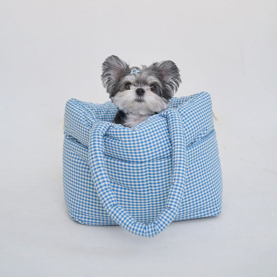 WIDE BAG - PLAID BLUE