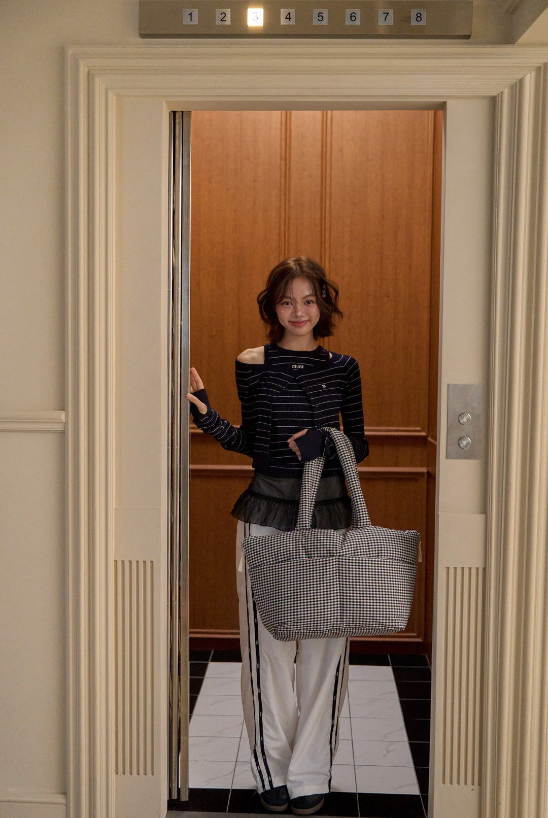 WIDE BAG - PLAID BLACK