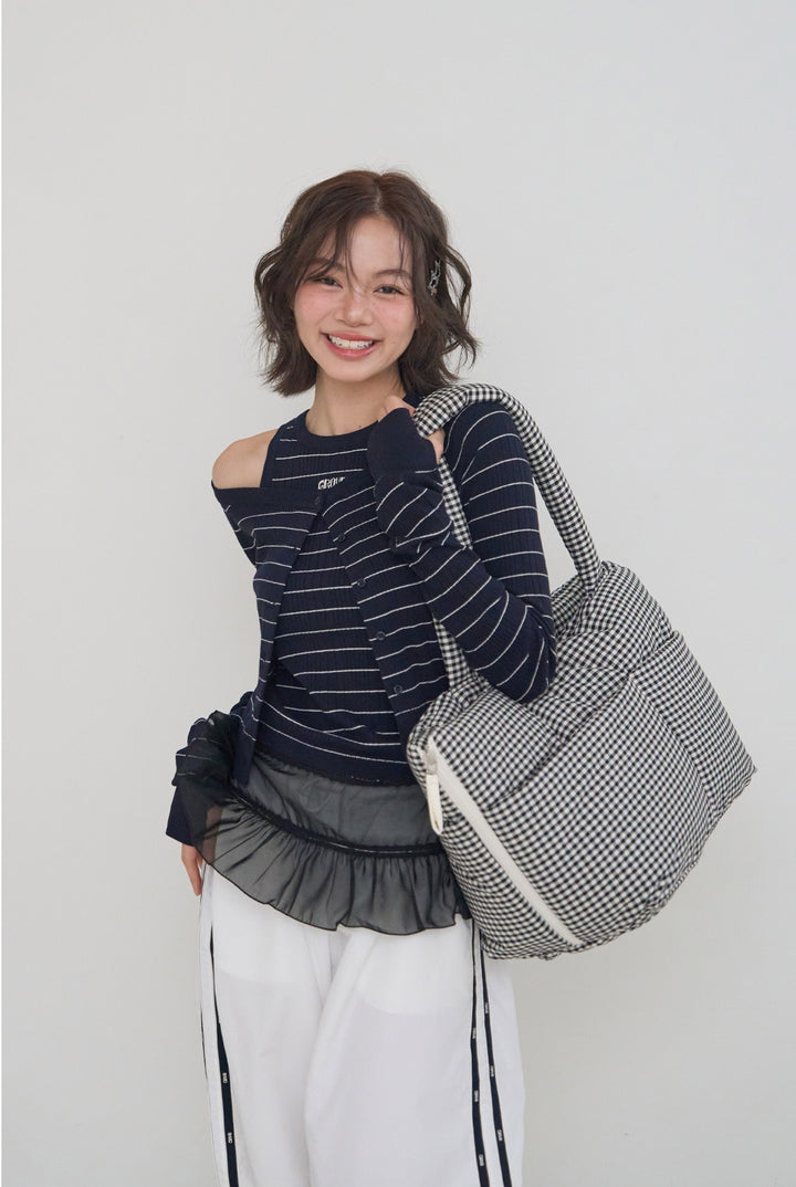 WIDE BAG - PLAID BLACK