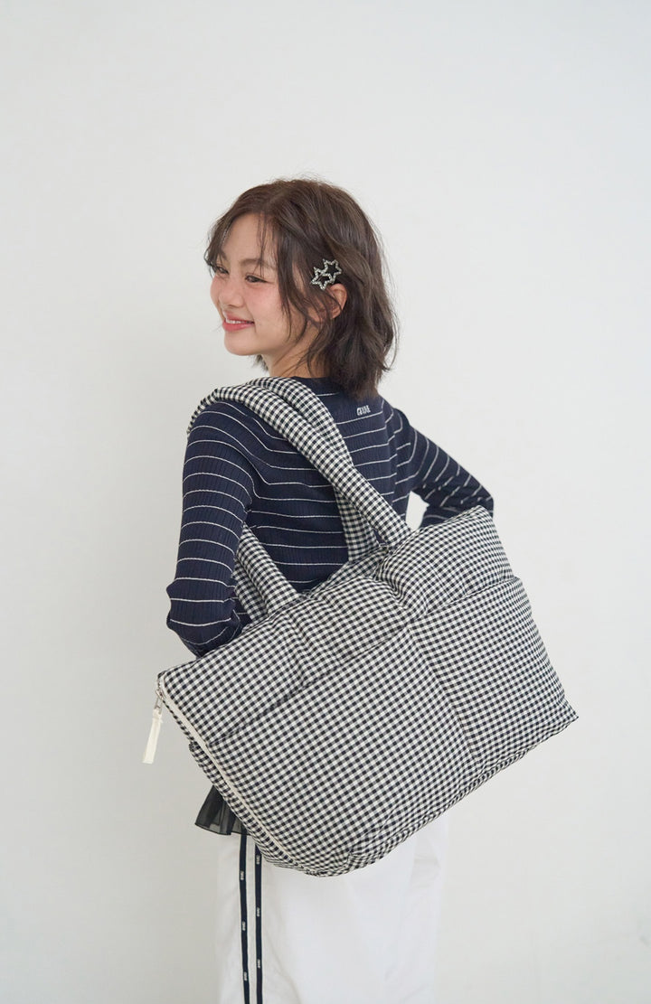 WIDE BAG - PLAID BLACK